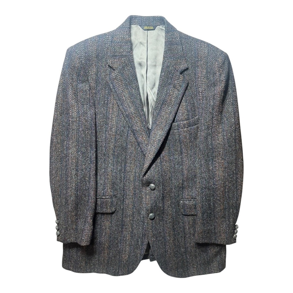 Stafford x Harris Tweed Striped 44R Herringbone Wool‎ Sport Coat Blazer